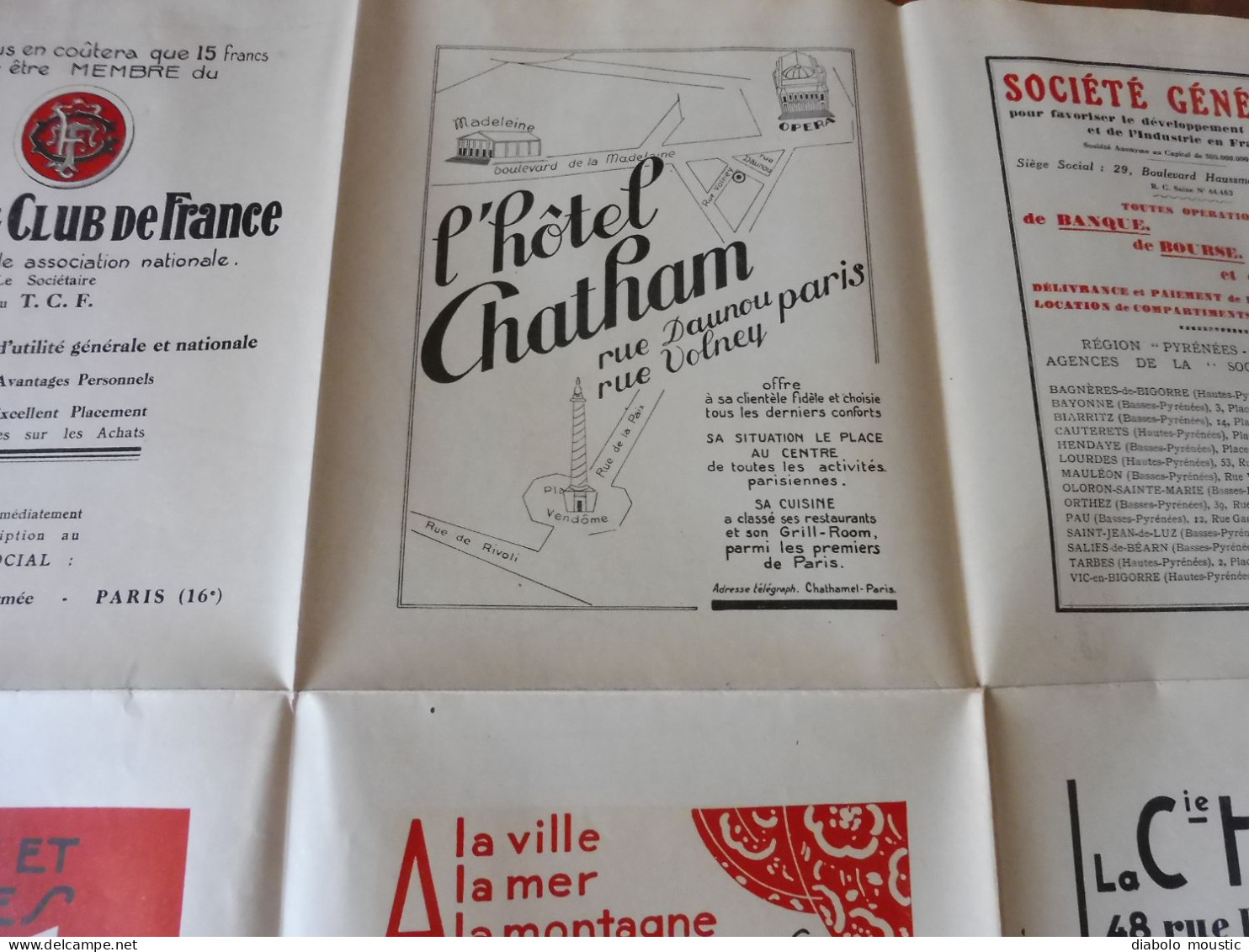 1928  Les Pyrénées et la Côte Basque : Carte officielle du service géographique de l'Armée par DUNLOP...Nombreuses pubs