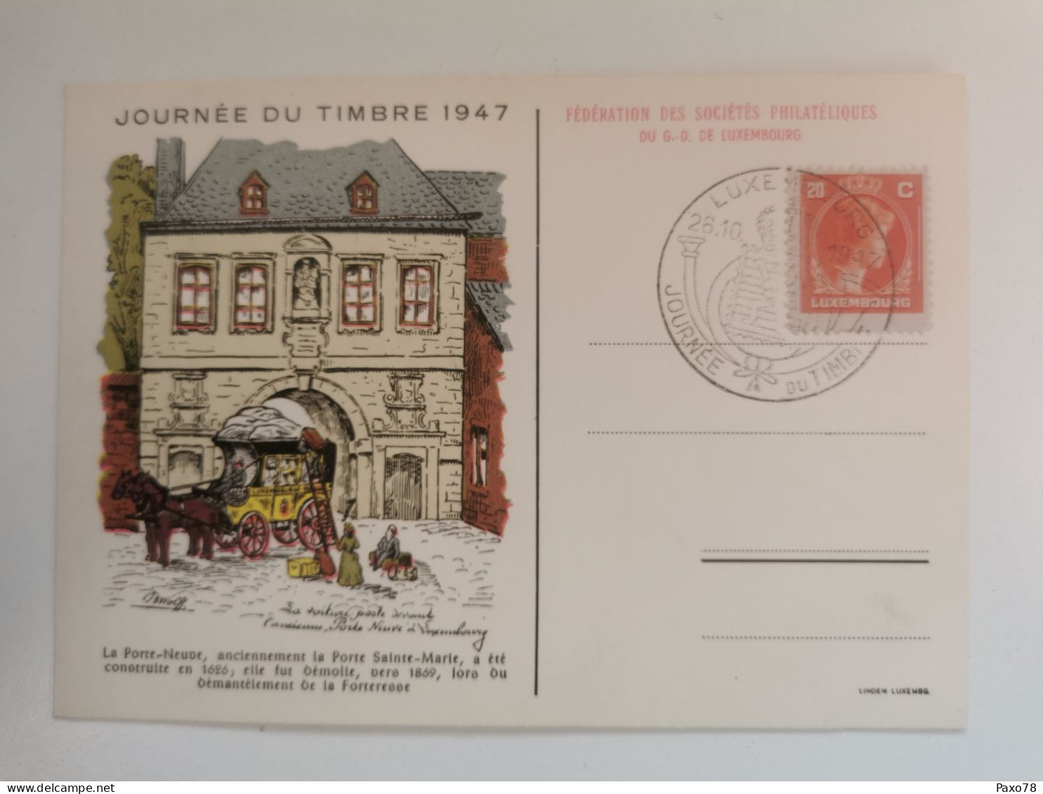 Carte Commémorative, Journée Du Timbre 1947 - Cartes Commémoratives