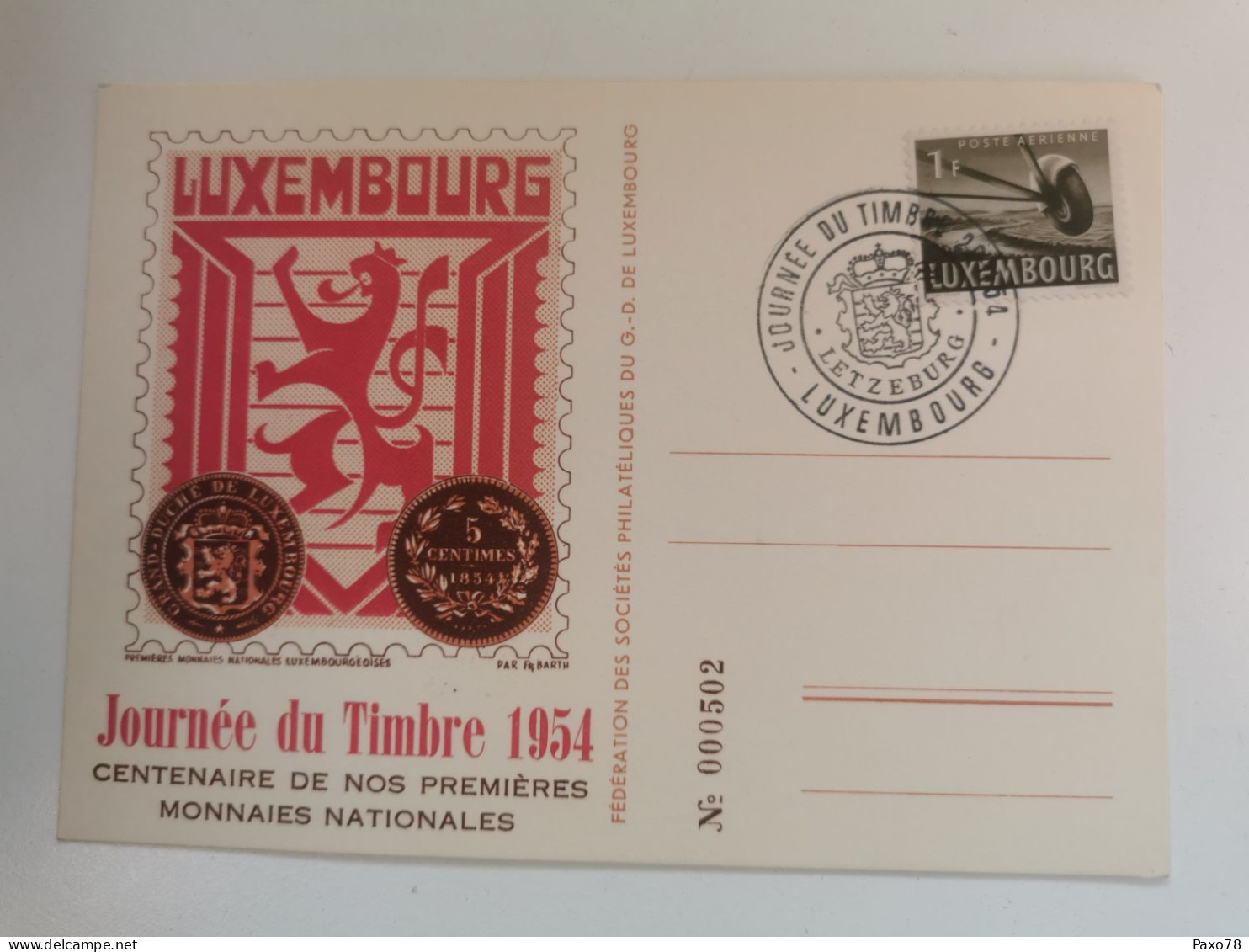 Carte Commémorative, Journée Du Timbre 1954 - Commemoration Cards