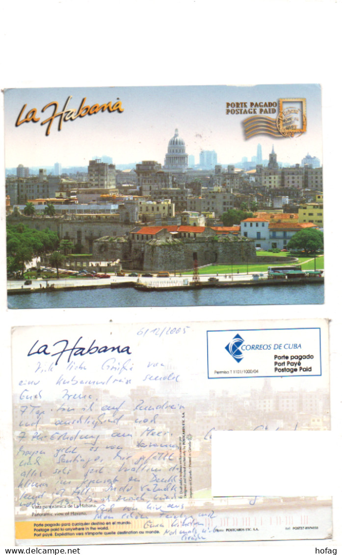 Kuba 2005 Gebühr Bezahlt, Habana Nach Deutschland Cuba Postage Paid - Lettres & Documents