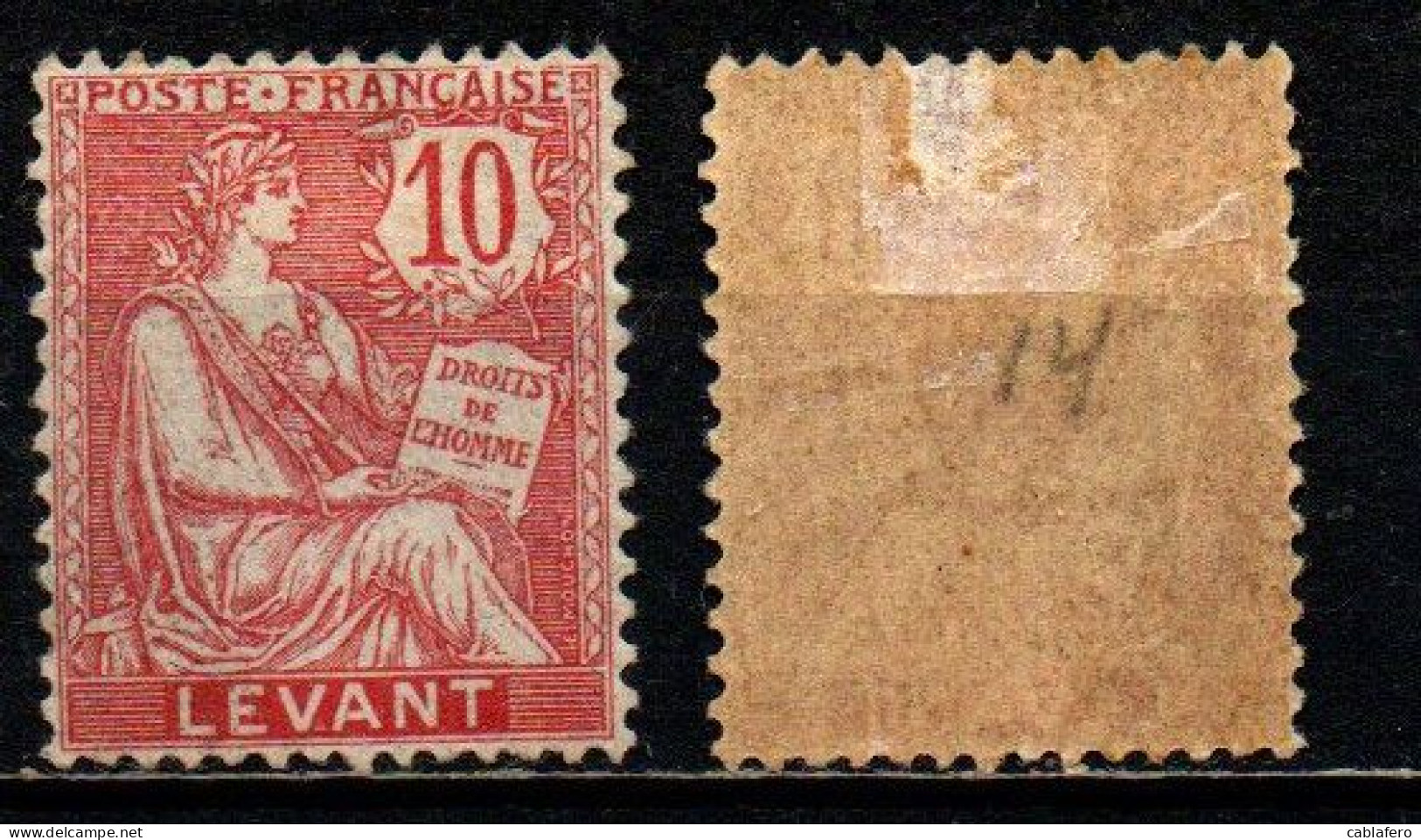 FRANCIA - UFFICIO LEVANTE - 1902 - ALLEGORIA TIPO "MOUCHON" - 10 C. - MH - Unused Stamps