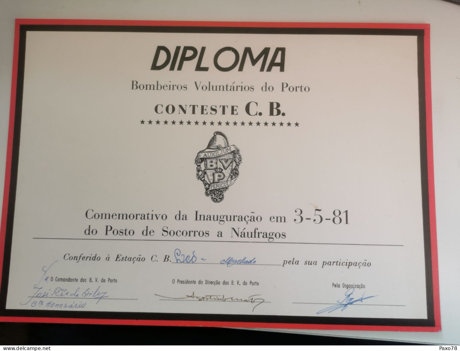 Portugal Diploma, Bombeiros Voluntarios Do Porto 1981 - Covers & Documents