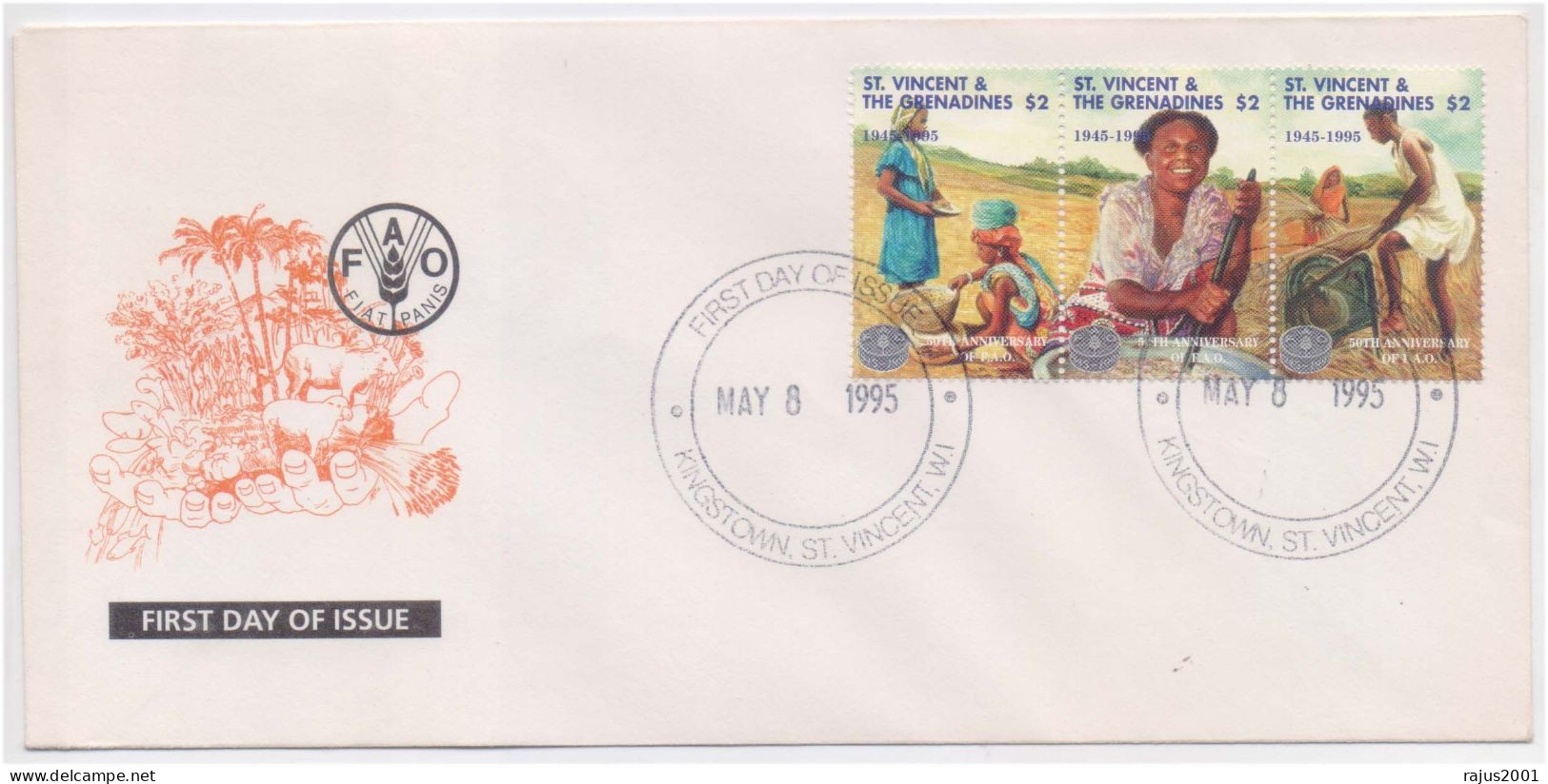 50th Anniversary Of Food And Agriculture, FAO, Food, Grain, St. Vincent FDC 1995 - Alimentation