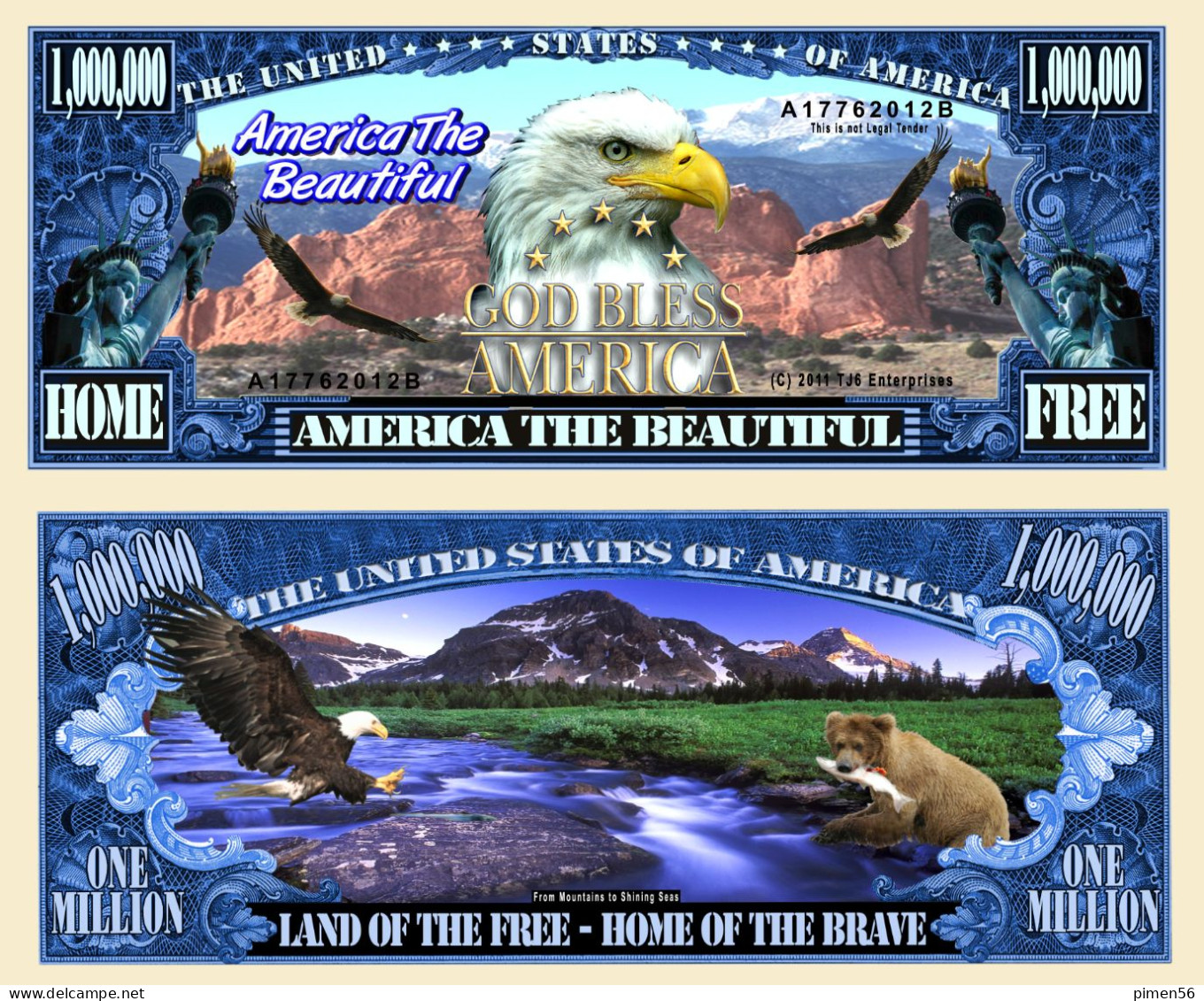 USA - FANTASY NOTE -  AMERICA  THE  BEAUTIFUL ( TJ6)  - UNC - Autres & Non Classés