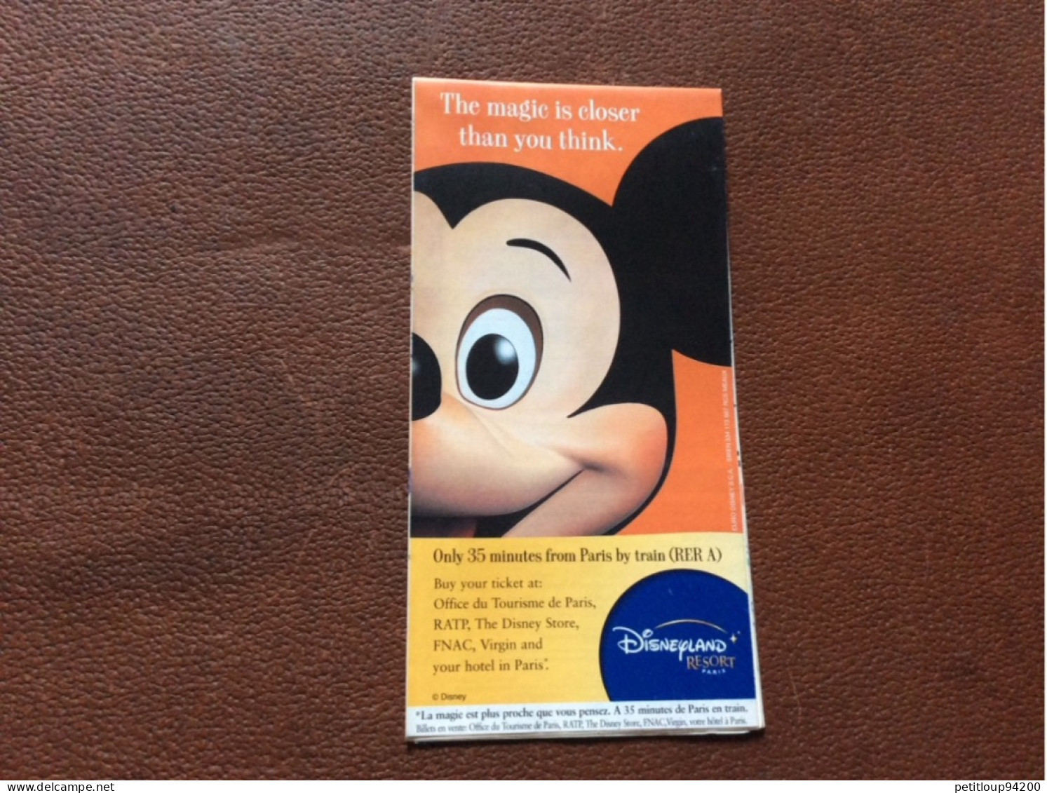 PLAN RATP Paris  M RER T BUS  Ànnee 2003  DISNEYLAND Resort Paris  MICKEY - Europe