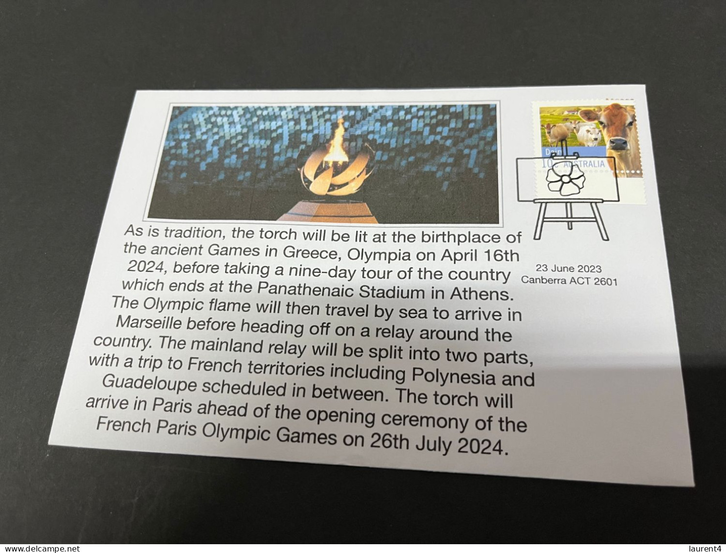 (4 R 37) 2024 Olympic Flame Route Announced 399 Days Ahead Of Games Opening (cow's Stamp) 23-6-2023 - Estate 2024 : Parigi