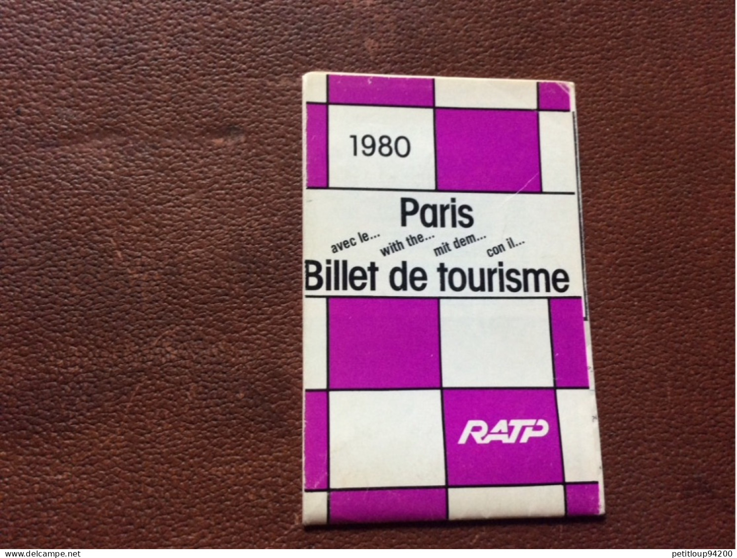 PLAN RATP BIllet De Tourisme  PARIS  Annee 1980 - Europe