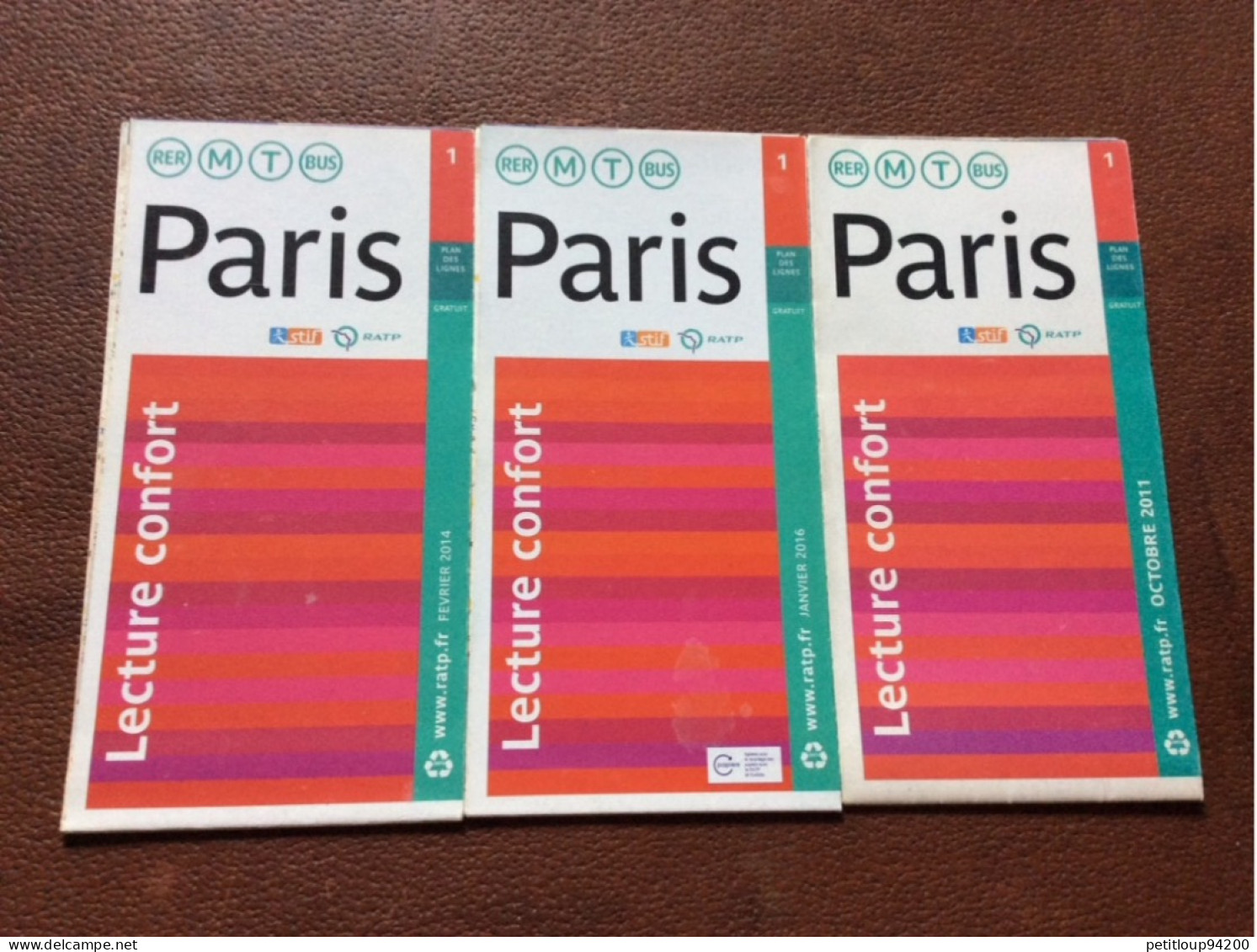 3 PLANS RATP  Lecture Confort  RER M T BUS  Années 2011-2014-2016 - Europe