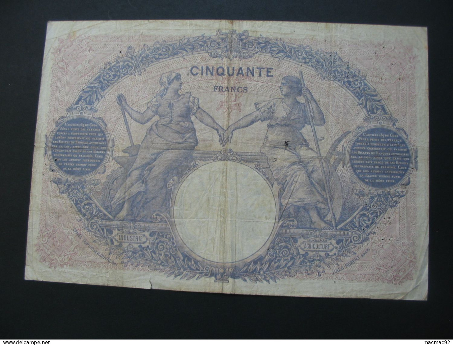 50 Cinquante Francs "BLEU ET ROSE"  4-7-1917   **** EN ACHAT IMMÉDIAT  **** - 50 F 1889-1927 ''Bleu Et Rose''