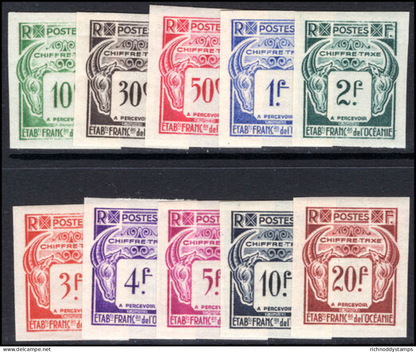 French Oceanic Settlements 1948 Postage Due Set Imperf Very Fine Unmounted Mint. - Neufs