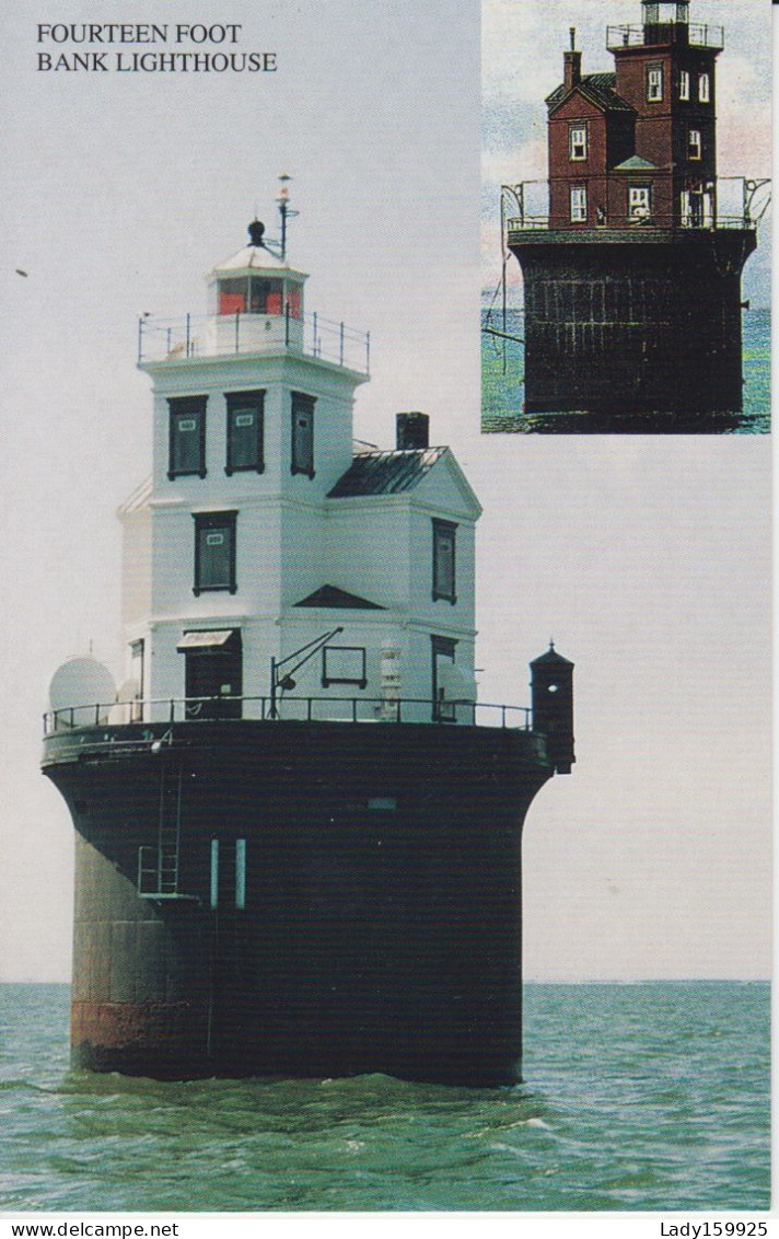 Fourteen Foot Bank Lighthouse  Delaware Bay USA Victorian Structure Originally Brown. Maintenant Bâtiment 4 Étages Blanc - Other & Unclassified