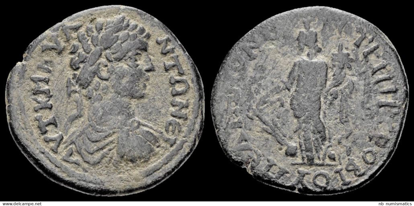 Phrygia Peltai Caracalla AE21 Strategos Magistrate Metrobios Fortuna Standing - Province
