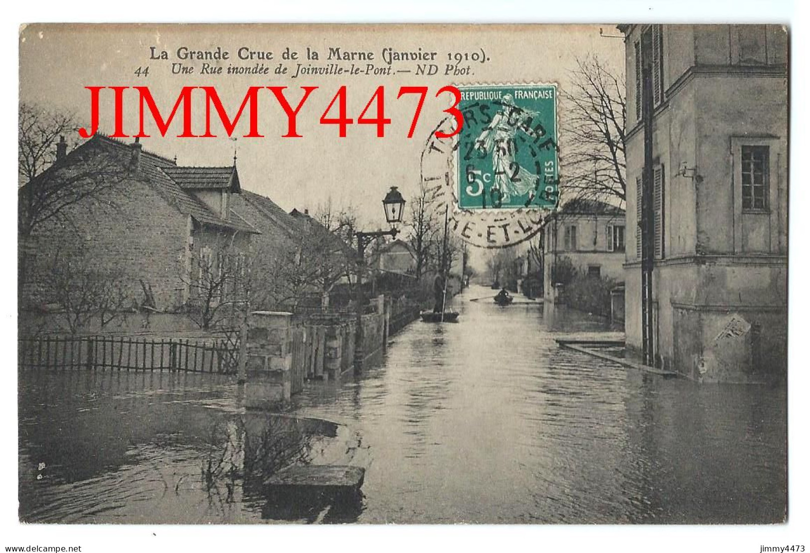 CPA - Une Rue Inondée De Joinville-le Pont - La Grande Crue De La Marne Janvier 1910,  - ND Phot. N° 44 - Floods