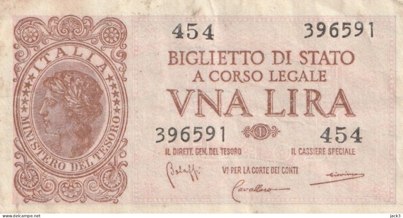 BANCONOTA -   1 LIRA BIGLIETTO DI STATO - UMBERTO VENTURA 23/11/1944 - Italië – 1 Lira