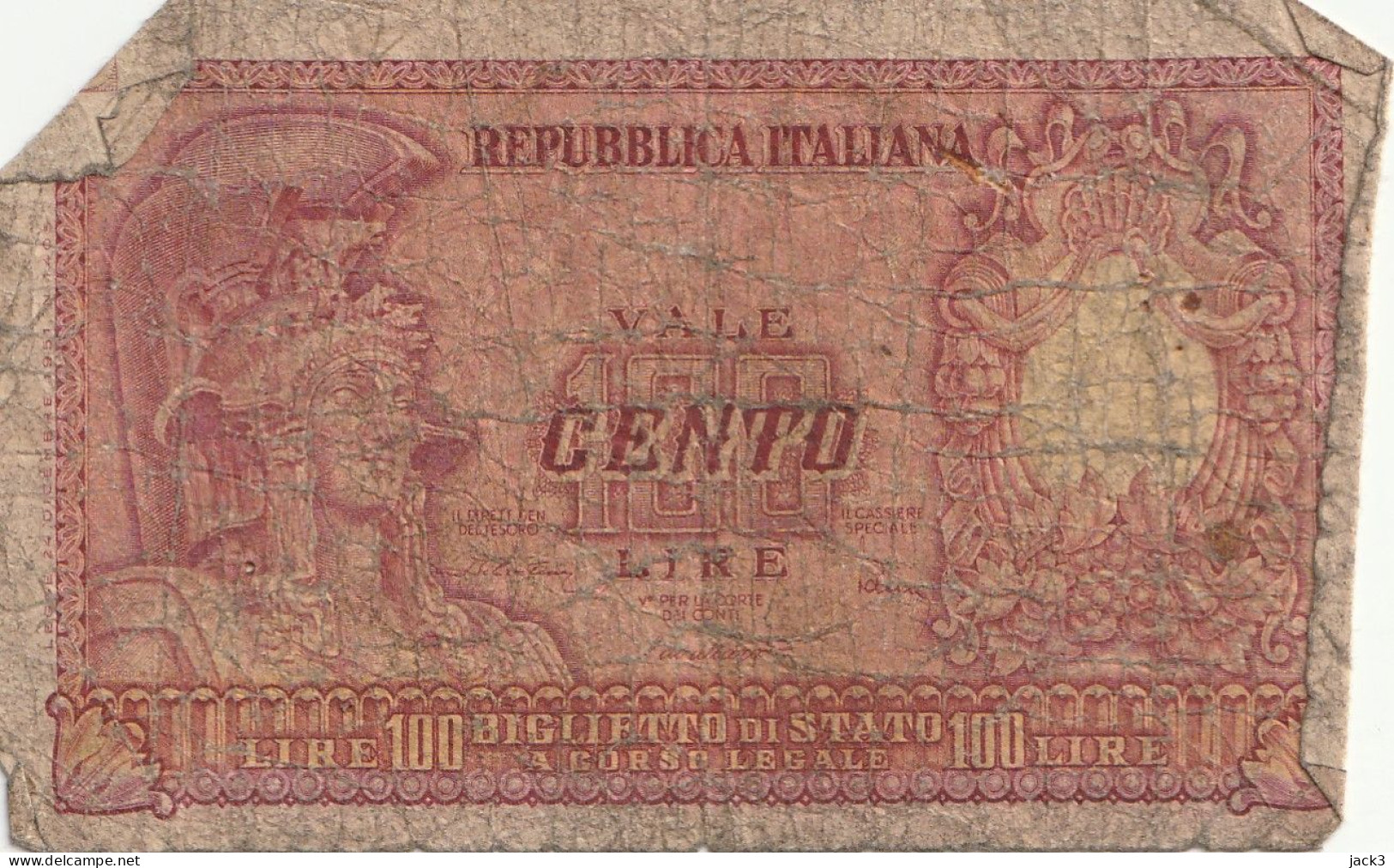 BANCONOTA -100 LIRE ELMATA REPUBBLICA ITALIANA - 100 Liras