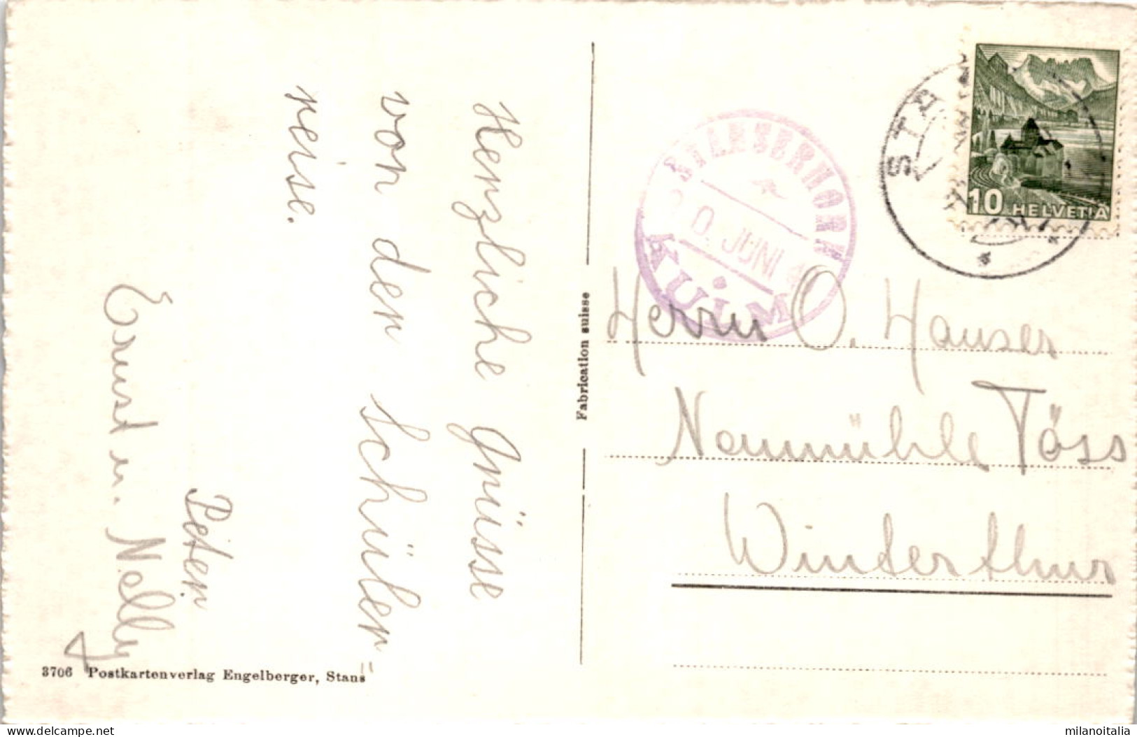 Stanserhorn - Blick Auf Vierwaldstättersee Und Die Alpen (3706) * Stempel 30. Juni 1949 - Stans