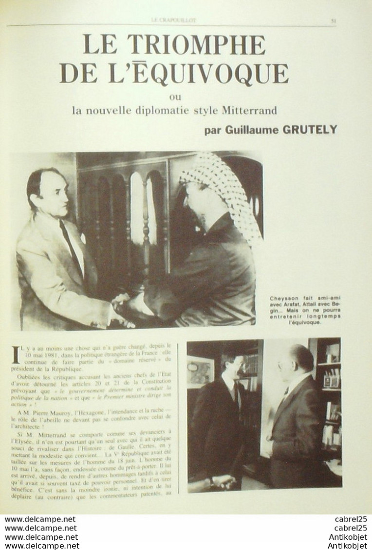 Le Crapouillot N°62 MITTERAND DISGRACE Francs Maçons Mauroy Cheysson Arafat Savary - Humour