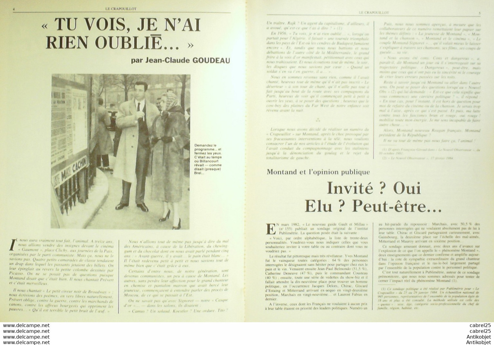 Le Crapouillot N°74 MONYAND Yves Edith Piaf Marilyn Monroe Signoret Bergman - Humour