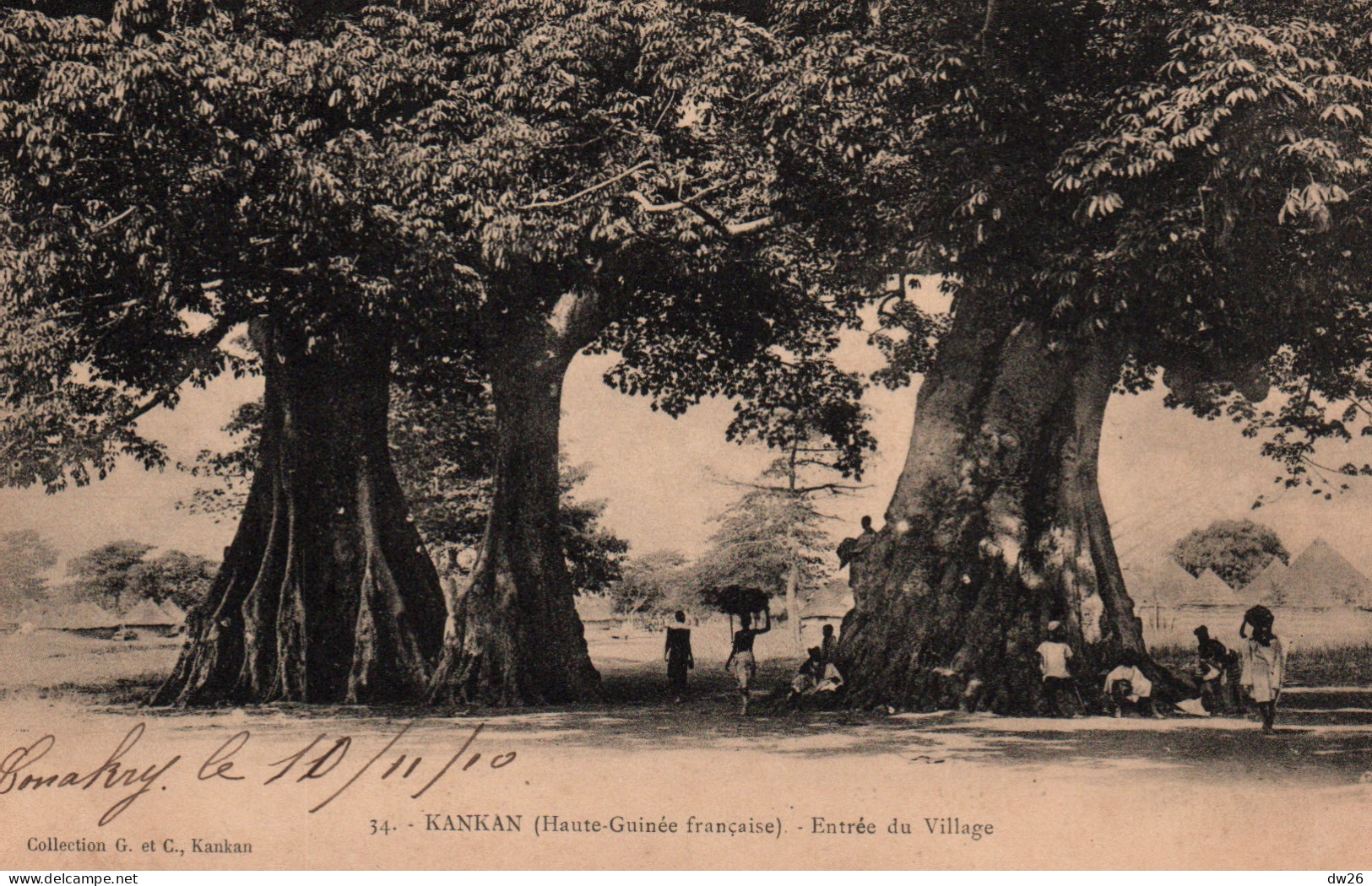 A.O.F. Colonies, Haute-Guinée Française: Kankan, Entrée Du Village - Collection G. Et C. - Carte N° 34 - French Guinea