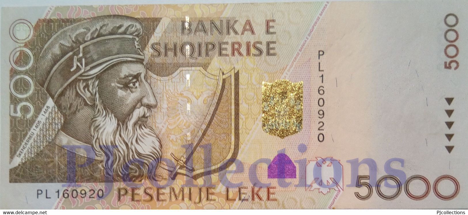 ALBANIA 5000 LEKE 2001 PICK 70 XF/AU - Albanie