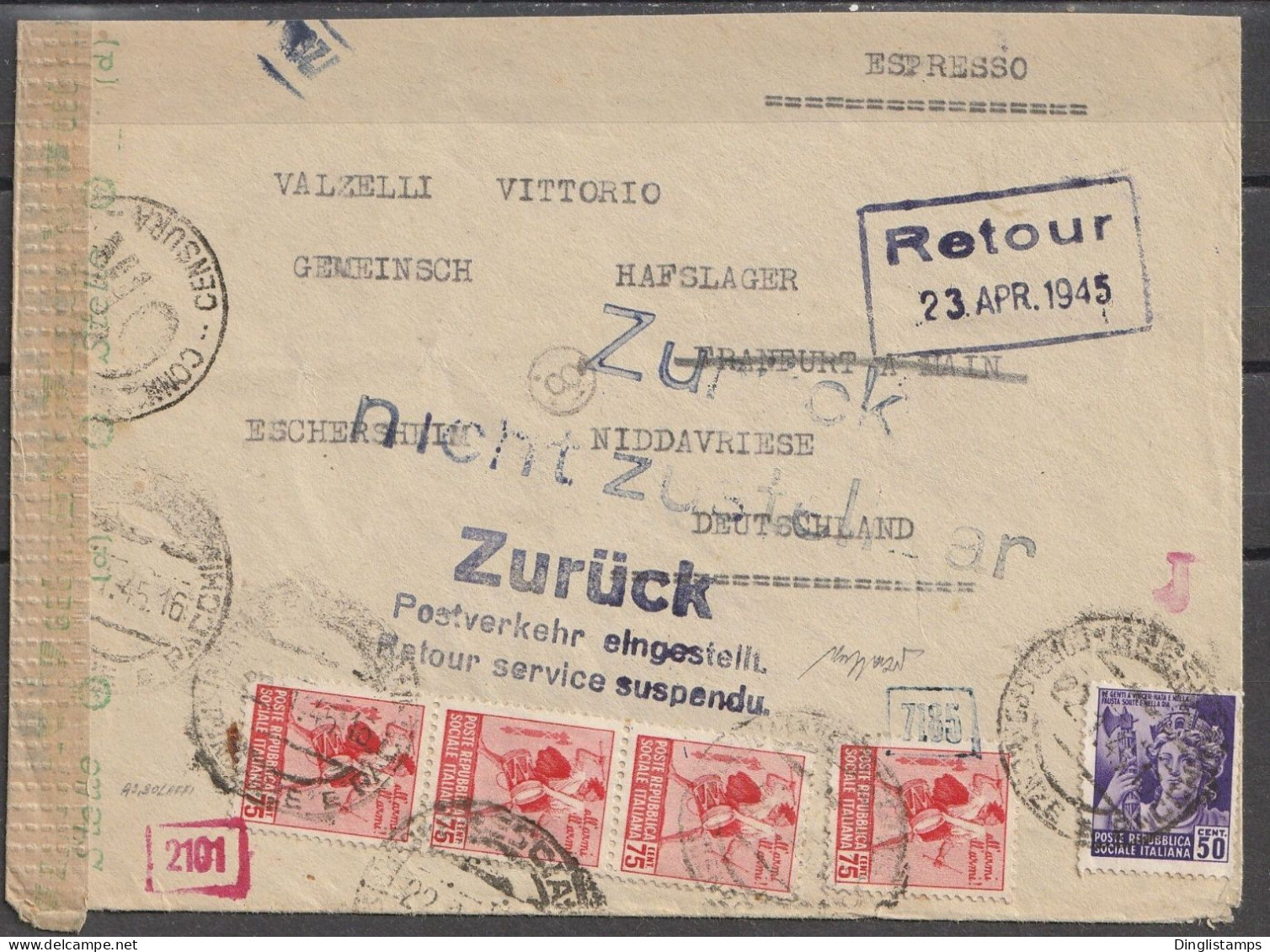 ITALY 1945 - Express Letter Censored Mail - Express Mail