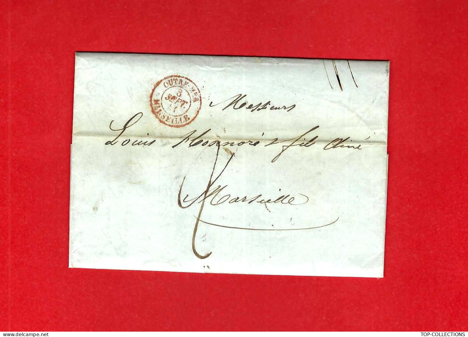 1841 « OUTREMER MARSEILLE  1841 Gênes  Genova Gust. Honnoré  Sign. Maçonnique => Son Père Louis Honnoré  NEGOCE COMMERCE - Entry Postmarks