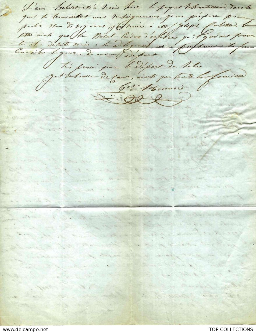 1841 « OUTREMER MARSEILLE  1841 Gênes  Genova Gust. Honnoré  Sign. Maçonnique => Son Père Louis Honnoré  NEGOCE COMMERCE - Entry Postmarks