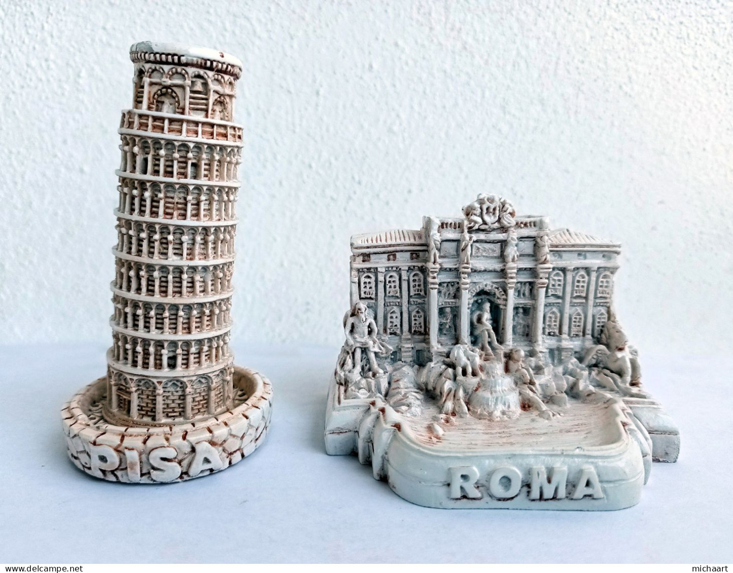 Miniature Pisa Tower & Trevi Fountain Model Figurine Italy Travel Souvenir 04191 - Plâtre