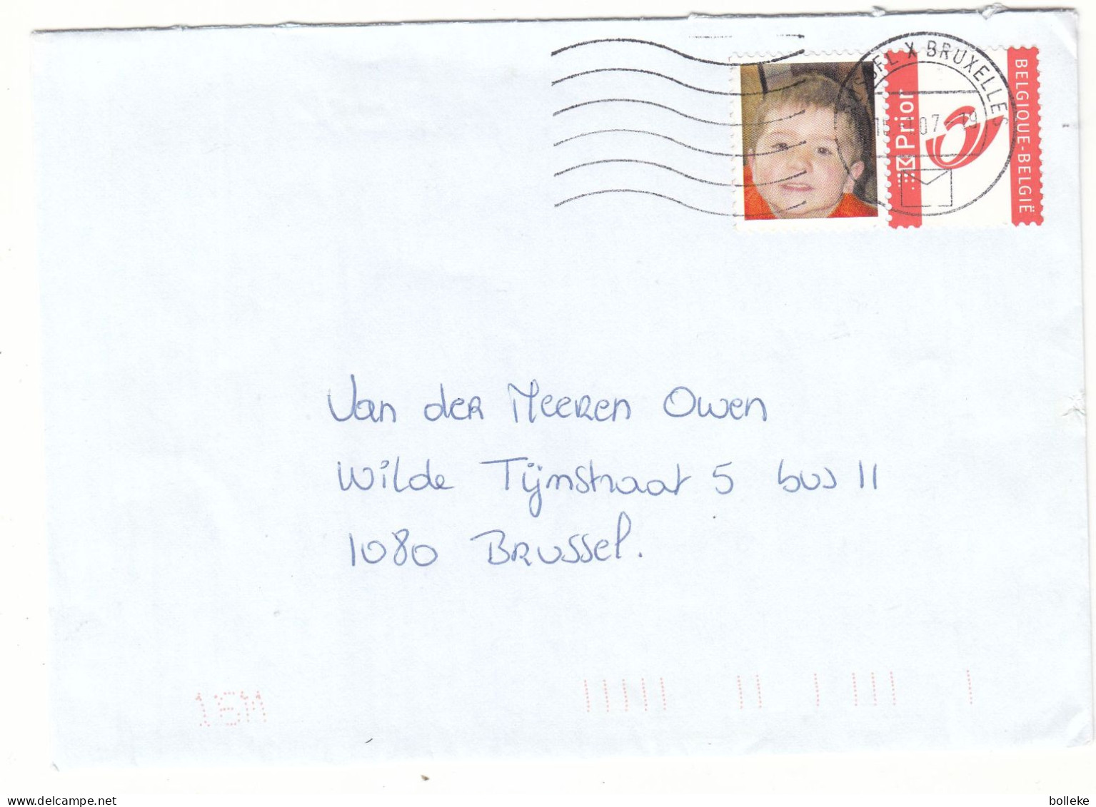 Belgique - Lettre De 2007 - Oblit Bruxelles - Avec Vignette Personalisé De Van Der Meeren Owen - - Lettres & Documents