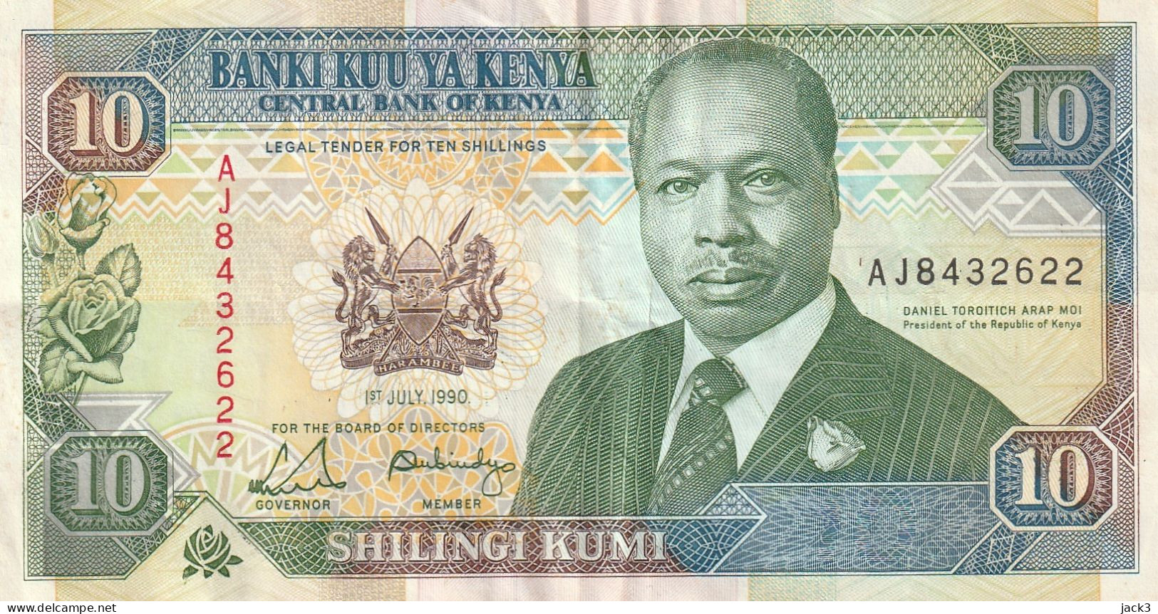 Kenya, 10 Scellini Centrale Bank Of Kenya Banconote - Kenya