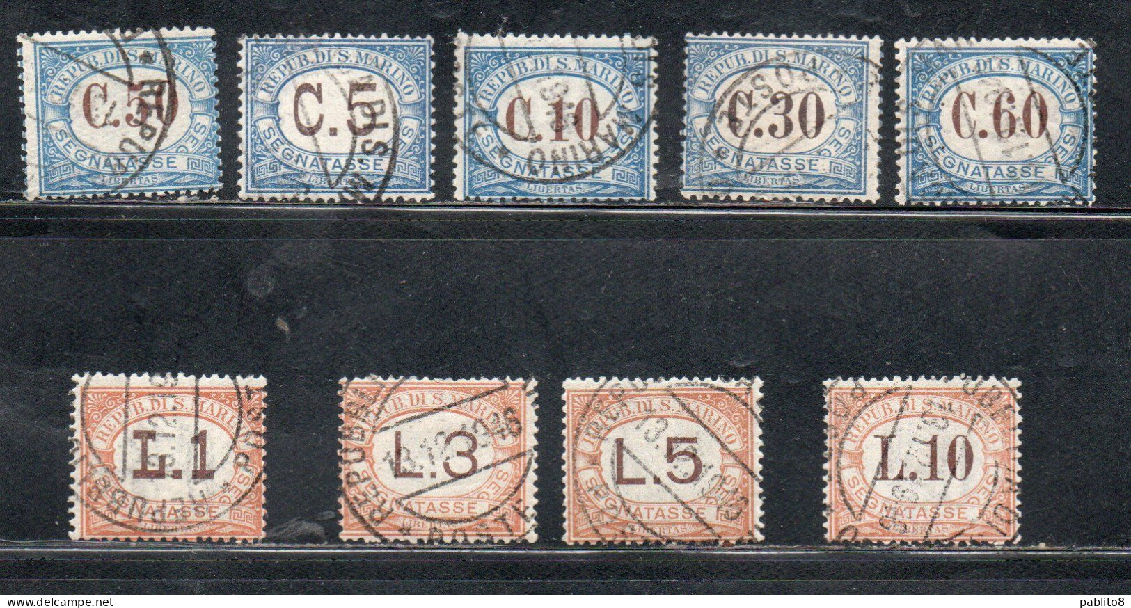 REPUBBLICA DI SAN MARINO 1925 SEGNATASSE POSTAGE DUE TAXE TASSE SERIE COMPLETA COMPLETE SET USATO USED OBLITERE' - Postage Due