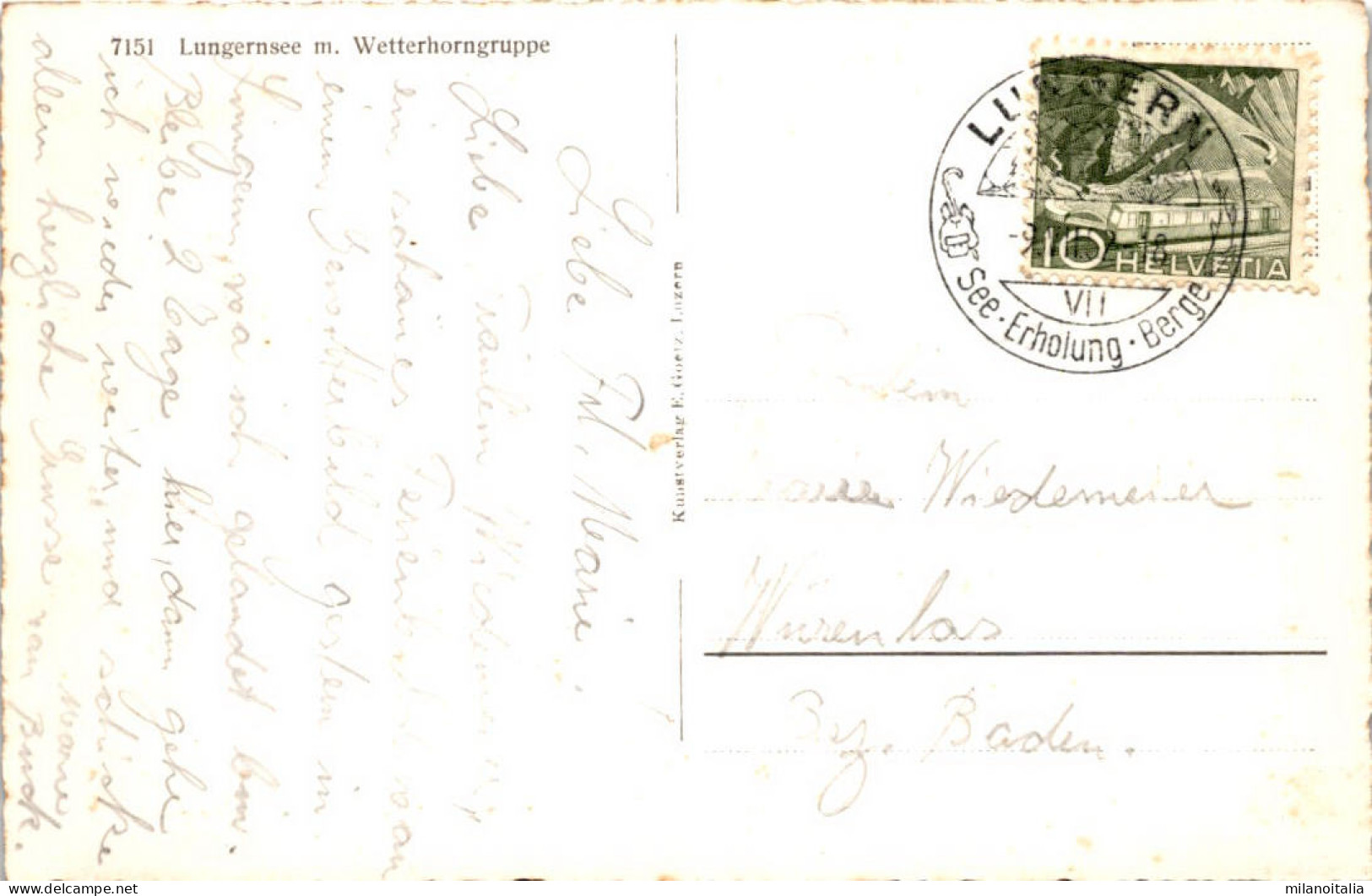 Lungernsee Mit Wetterhorngruppe (7151) * 9. 7. 1952 - Lungern