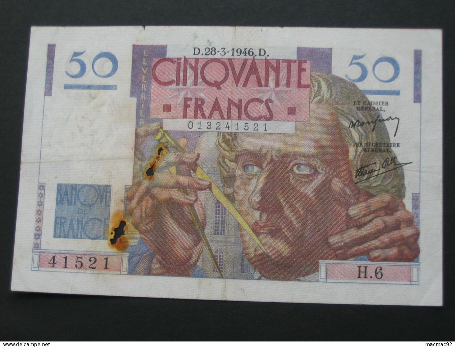 50 Cinquante Francs LE VERRIER - 28-3-1946   **** EN ACHAT IMMEDIAT **** - 50 F 1946-1951 ''Le Verrier''