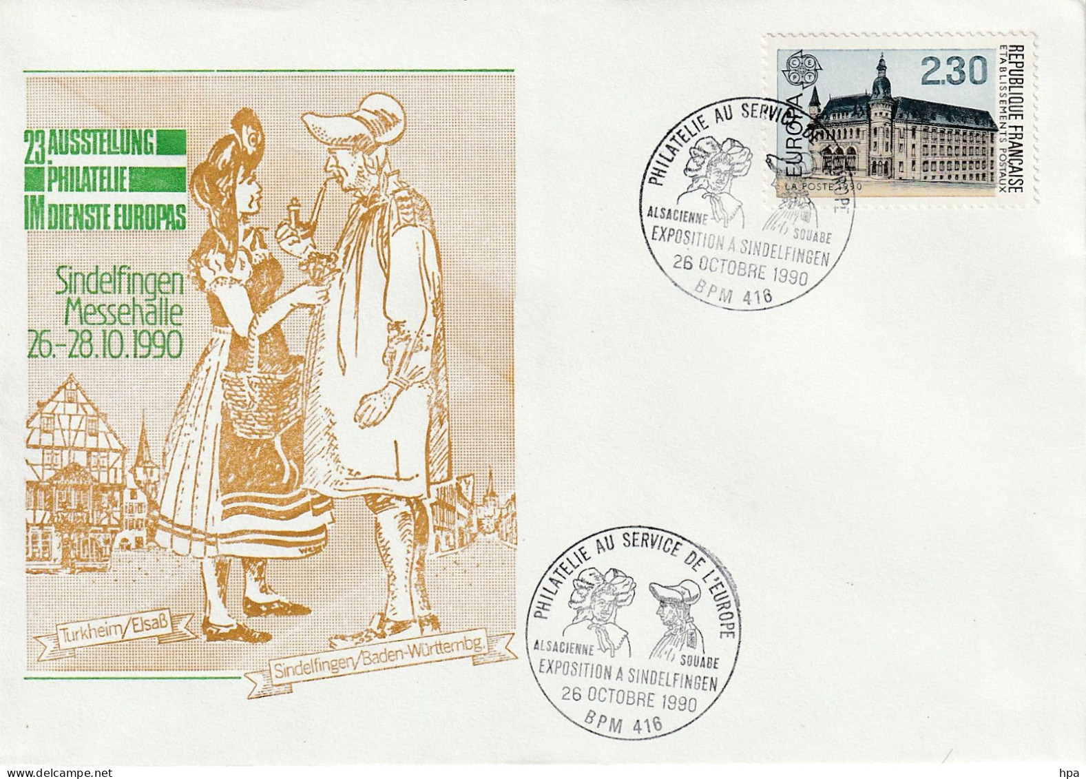 Enveloppe - Oblitération Philatélie Au Service De L'Europe - Exposition à Sindelfiingenen Le 26 Octobre 1990 - Used Stamps