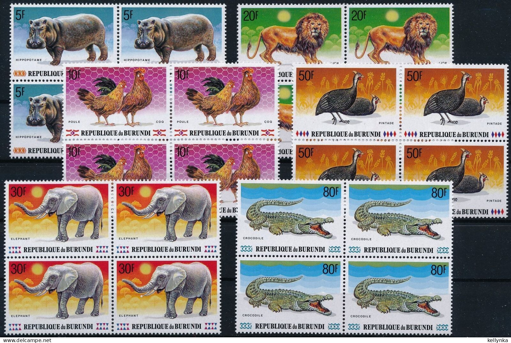 Burundi - 972/977 - Blocs De 4 - Animaux D'Afrique - 1991 - MNH - Unused Stamps