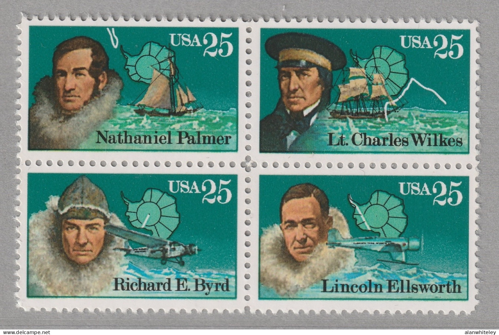 UNITED STATES 1988 Antarctic Explorers: Block Of 4 Stamps UM/MNH - Esploratori E Celebrità Polari