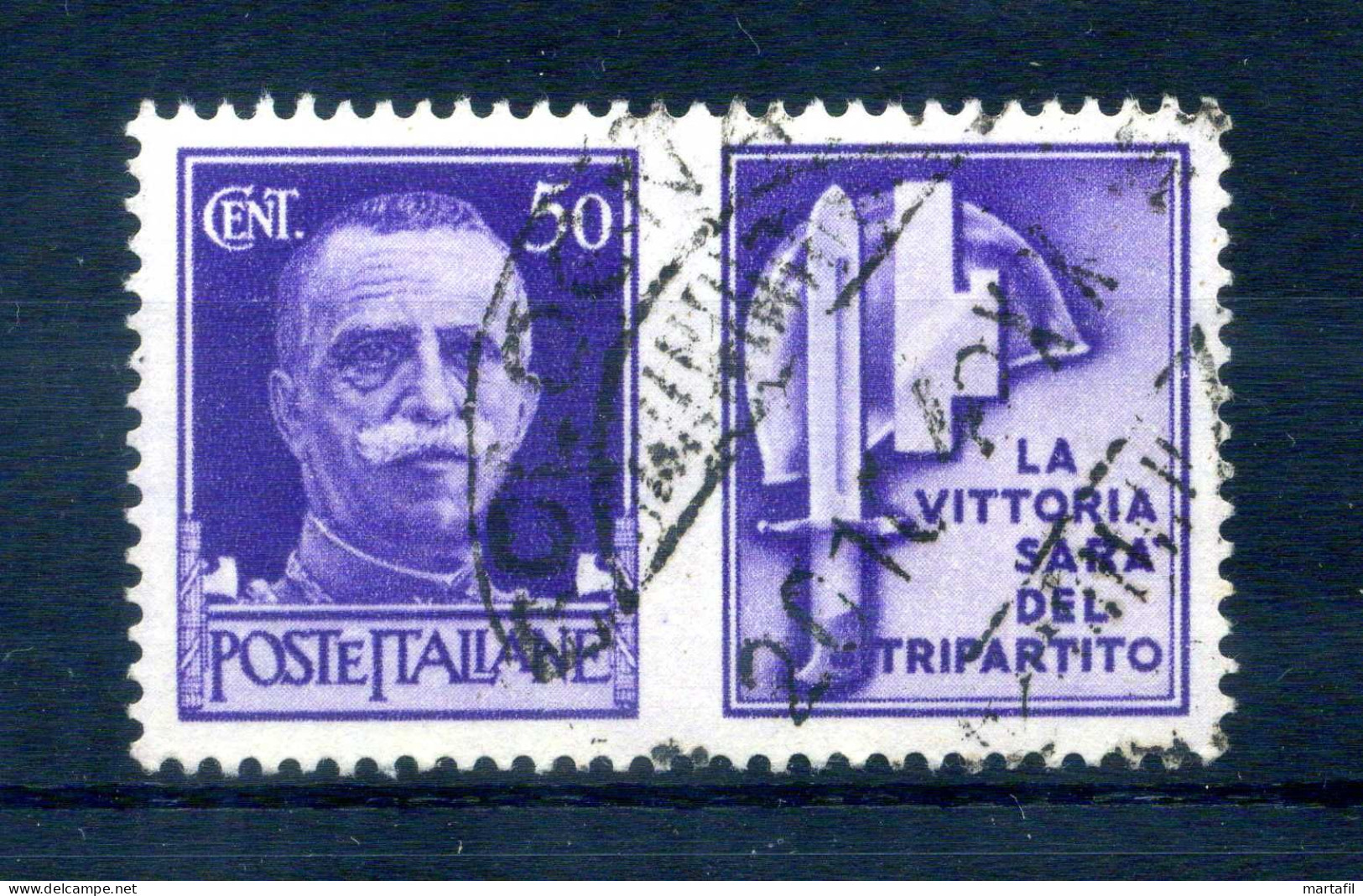 1942 REGNO Propaganda Di Guerra N.12 USATO 50 Centesimi Violetto MILIZIA - Oorlogspropaganda
