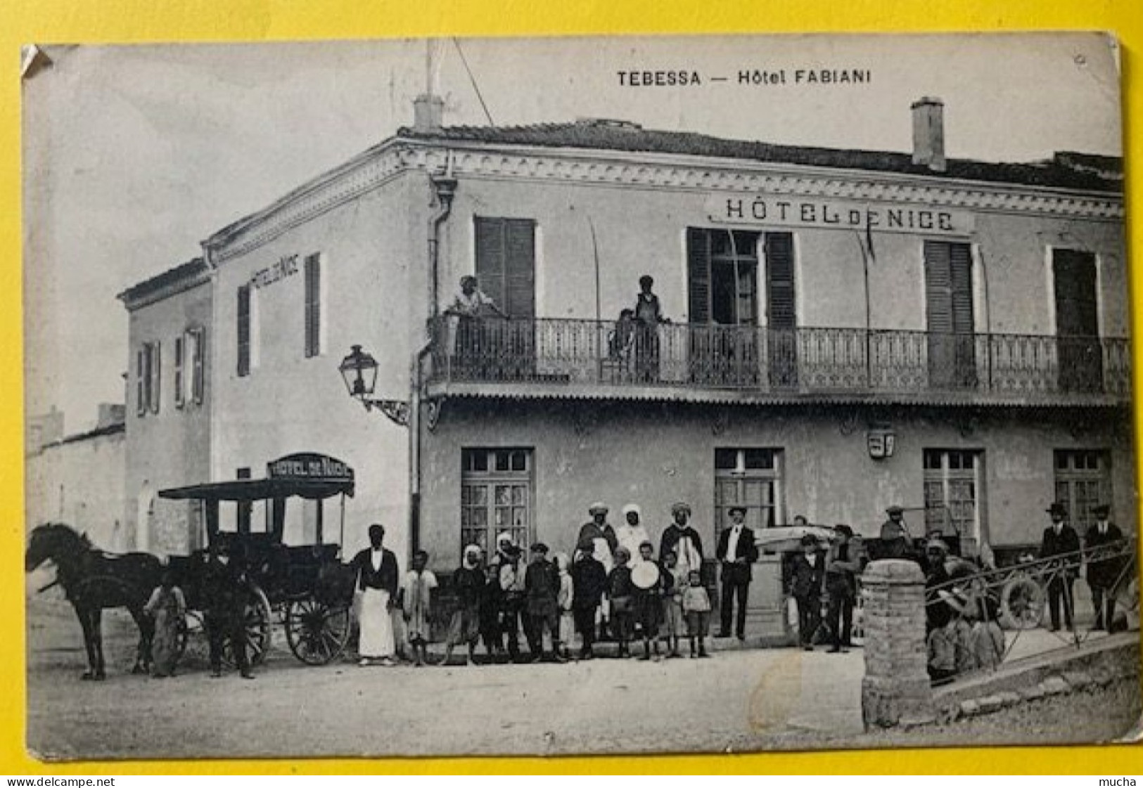 18925 -  Tebessa Hôtel Fabiani (Hôtel De Nice) Adressée Militaire En France 1915 Animée Attelage - Tebessa