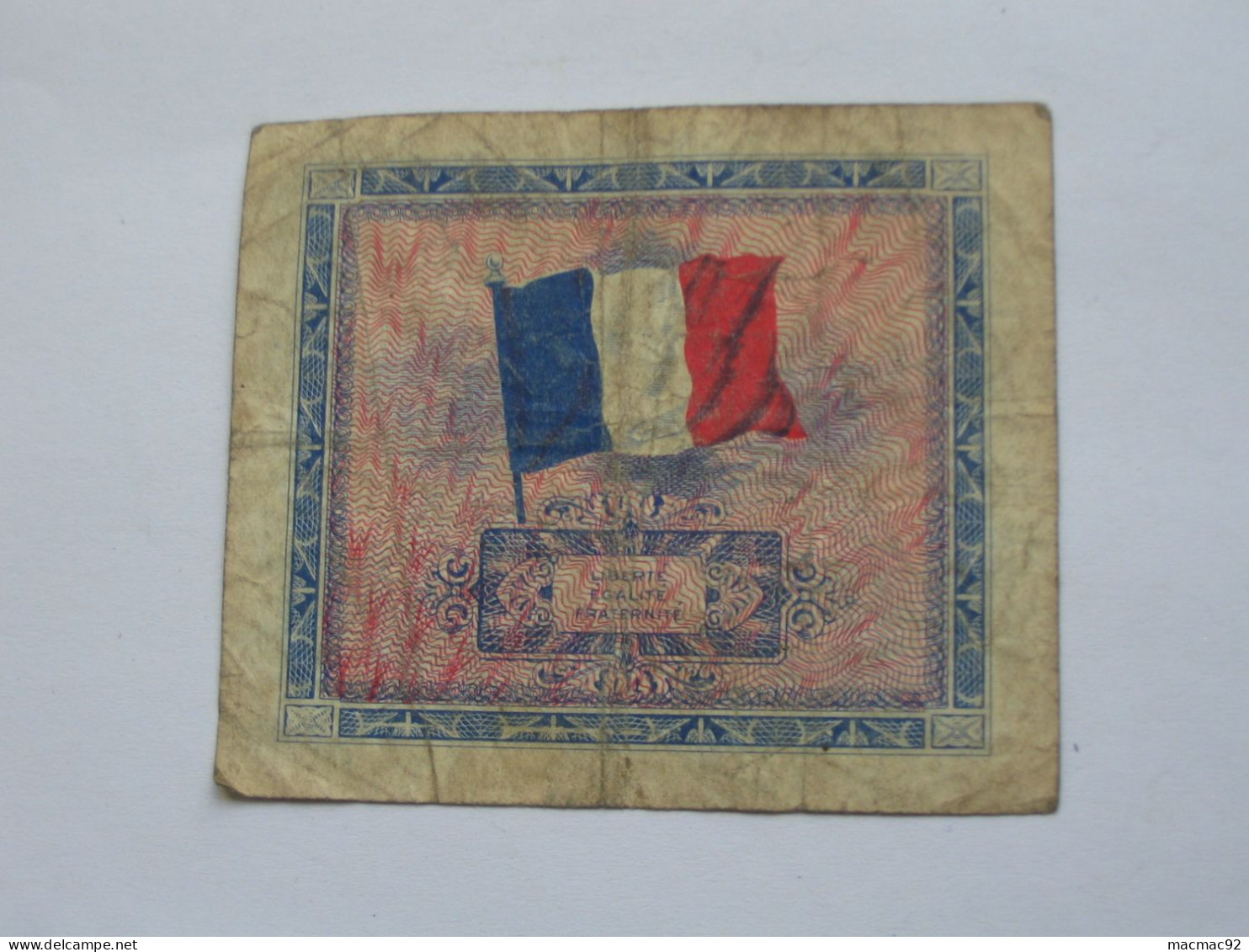 ASSEZ RARE Billet De Débarquement - 5 Francs DRAPEAU FRANCE 1944 - Sans Série   **** EN ACHAT IMMEDIAT **** - 1944 Flag/France