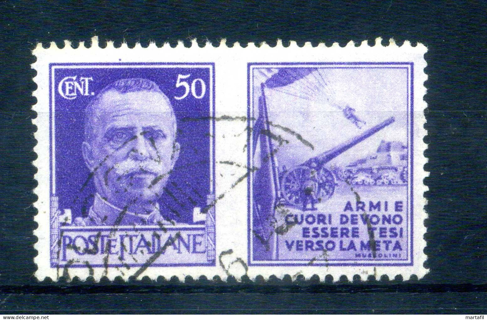 1942 REGNO Propaganda Di Guerra N.10 USATO 50 Centesimi Violetto ESERCITO - Propagande De Guerre