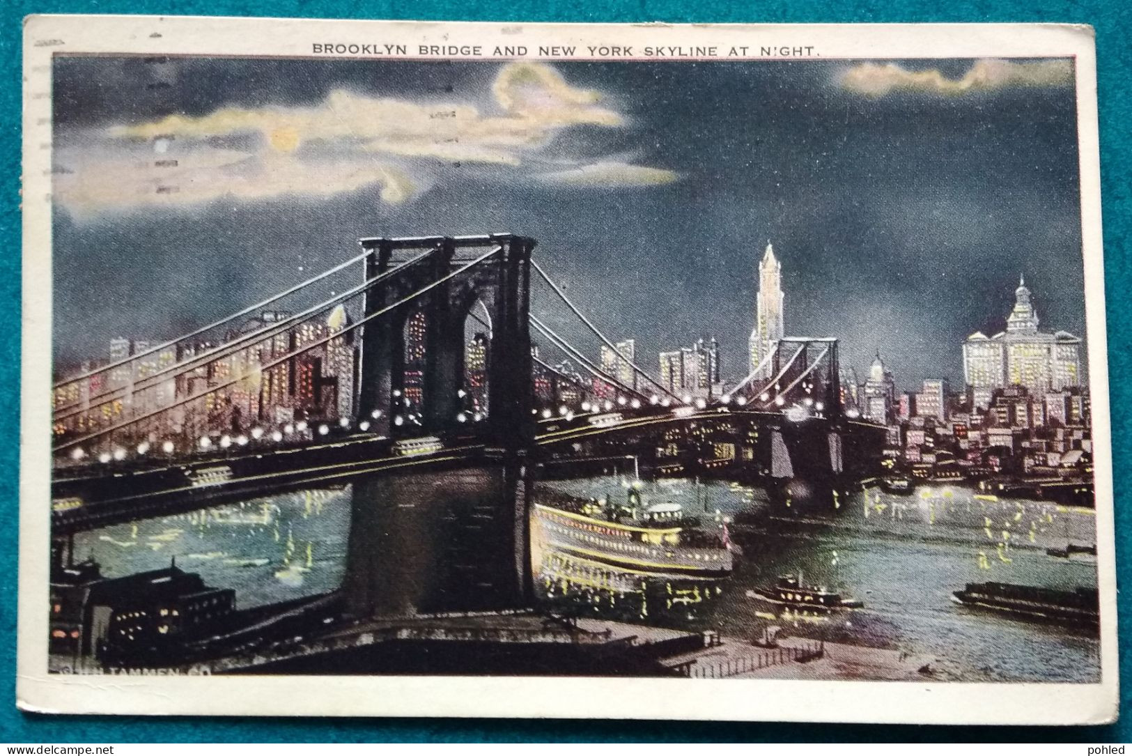 00299*USA*BROOKLYN BRIDGE AND NEW YORK SKYLINE AT NIGHT*1921 - Brooklyn