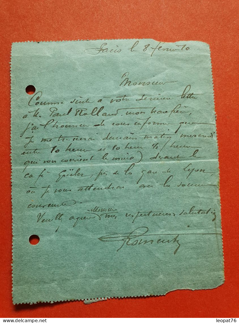 Pneumatique Type Semeuse 30ct De Paris Pour Suresnes En 1910 - Réf J 306 - Pneumatici