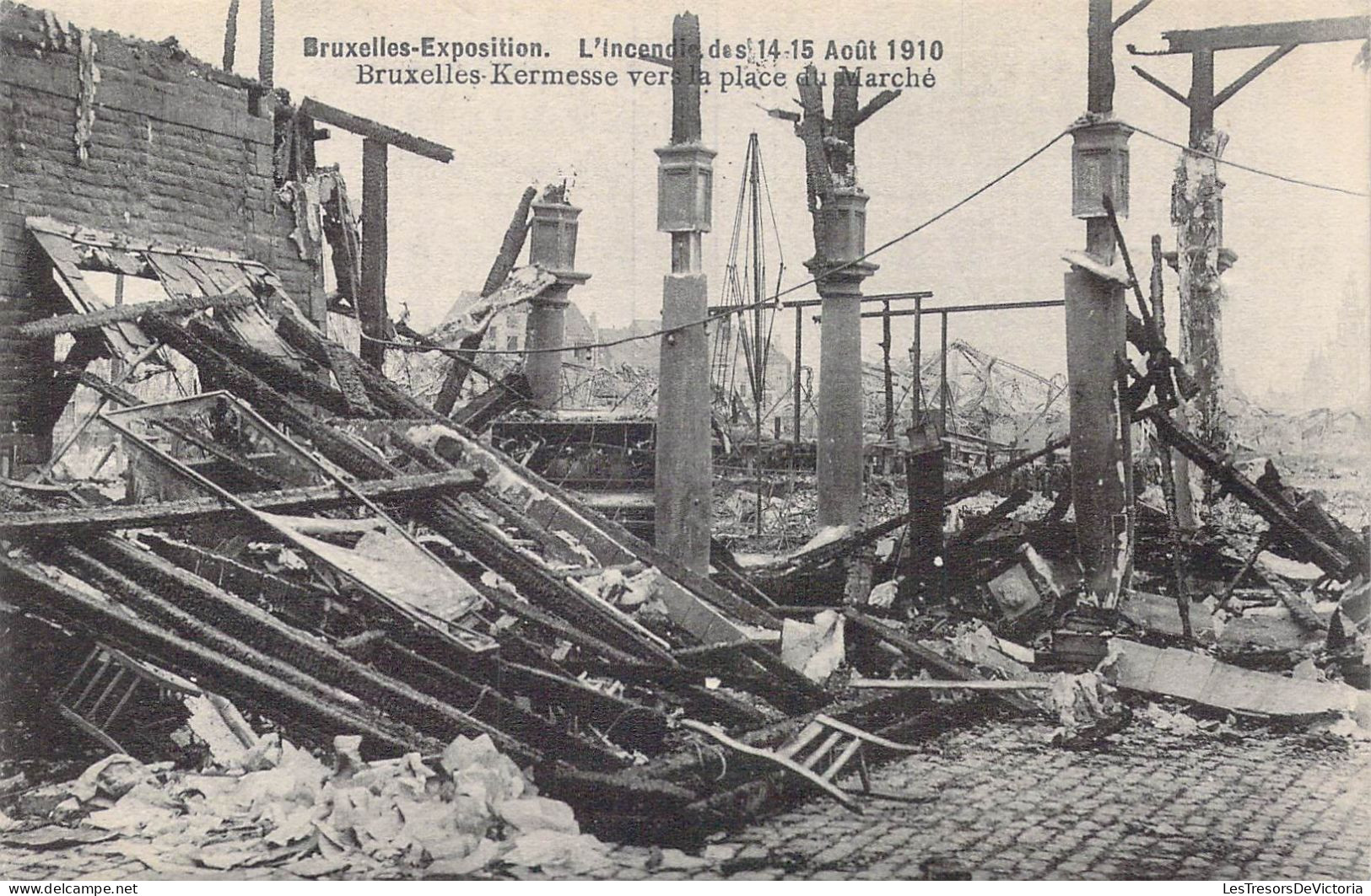 BELGIQUE - Bruxelles-Exposition - L'Incendie Des 14-15 Août 1910 - Bruxelles-kermesse Vers La.. - Carte Postale Ancienne - Expositions Universelles