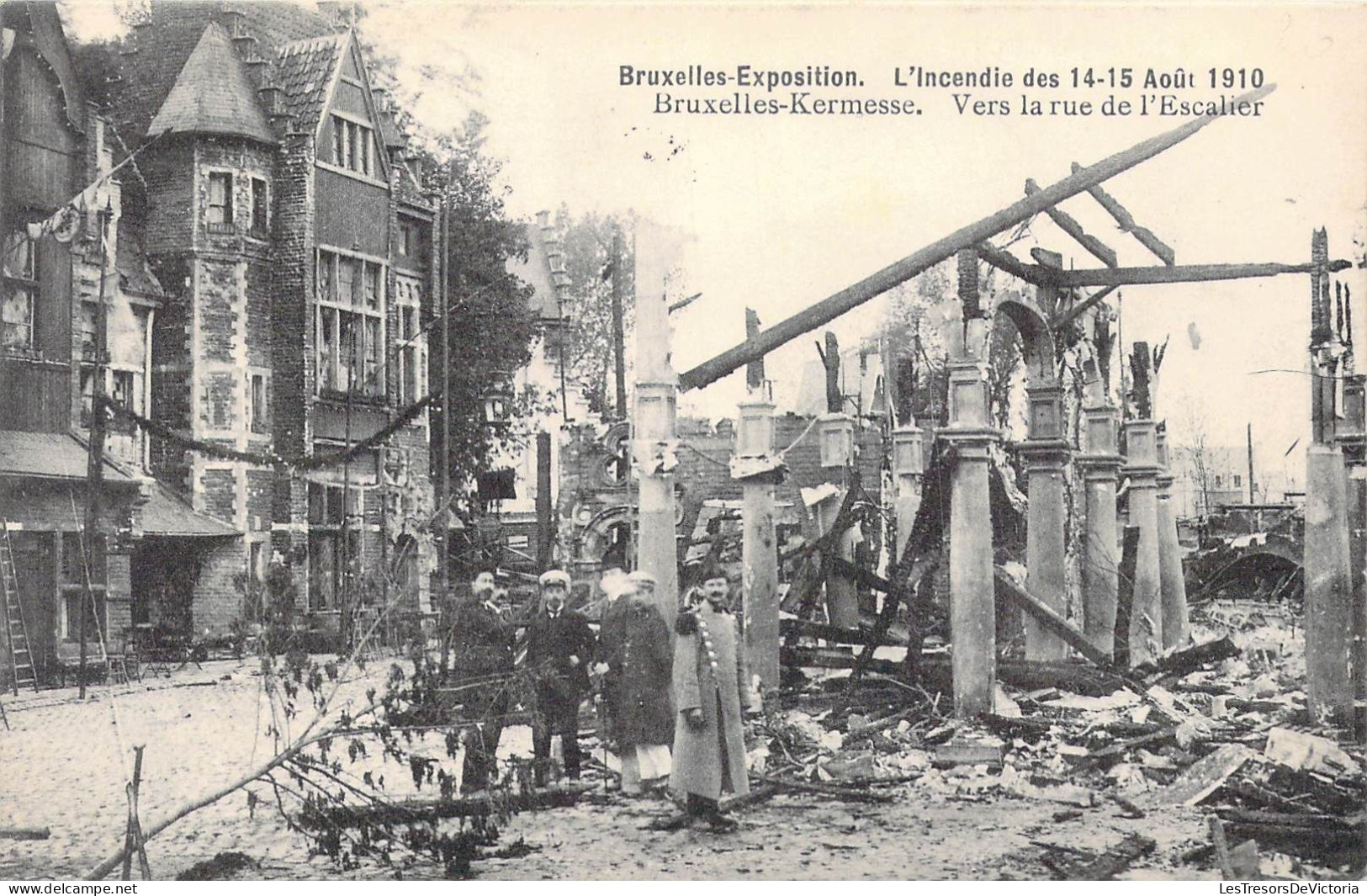 BELGIQUE - Bruxelles-Exposition - L'Incendie Des 14-15 Août 1910 - Vers La Rue De L'escalier - Carte Postale Ancienne - Universal Exhibitions