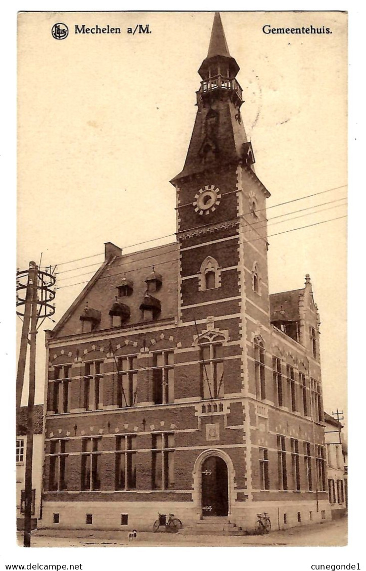 CPSM MECHELEN / MALINES : Gemeentehuis ( Maison Communale ) Gelopen 1935 - Uitg Verschelde Mechelen A/M - 2 Scans - Malines