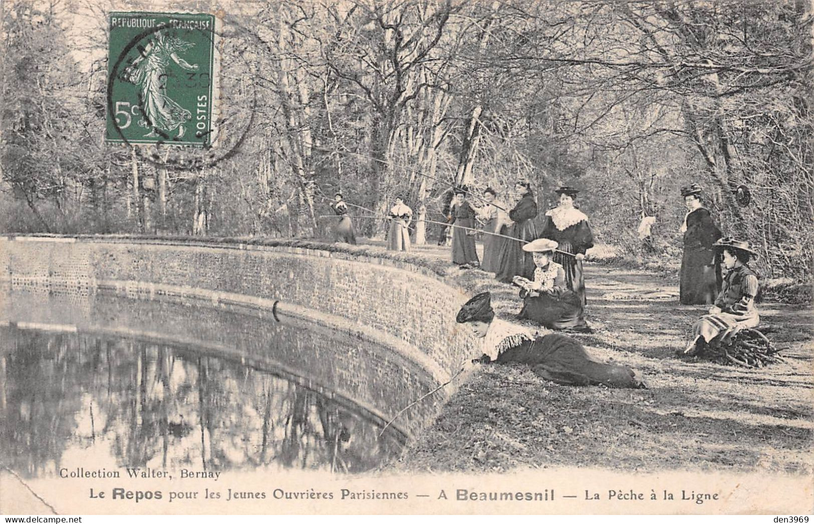 BEAUMESNIL (Eure) - Le Repos Pour Les Jeunes Ouvrières Parisiennes - La Pêche à La Ligne - Voyagé (2 Scans) - Beaumesnil