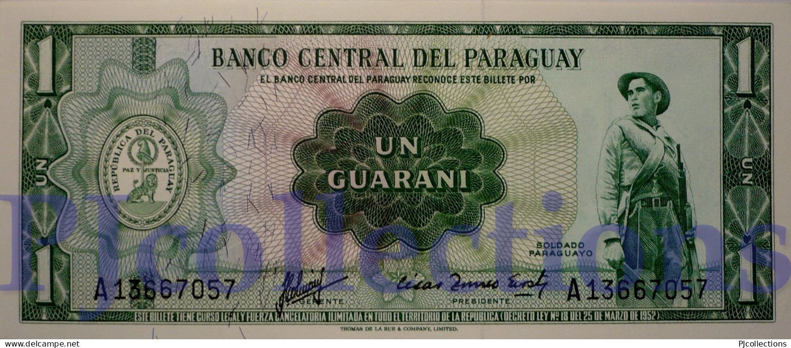 PARAGUAY 1 GUARANI 1952 PICK 192 UNC - Paraguay