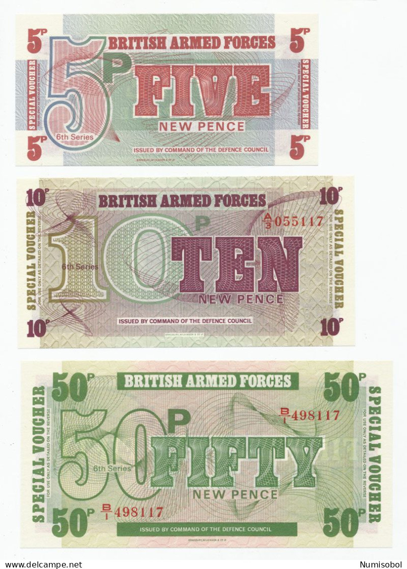 GREAT BRITAIN - 5 10 50 New Pence ND British Armed Forces. PM44-46, UNC (GB016) - British Armed Forces & Special Vouchers