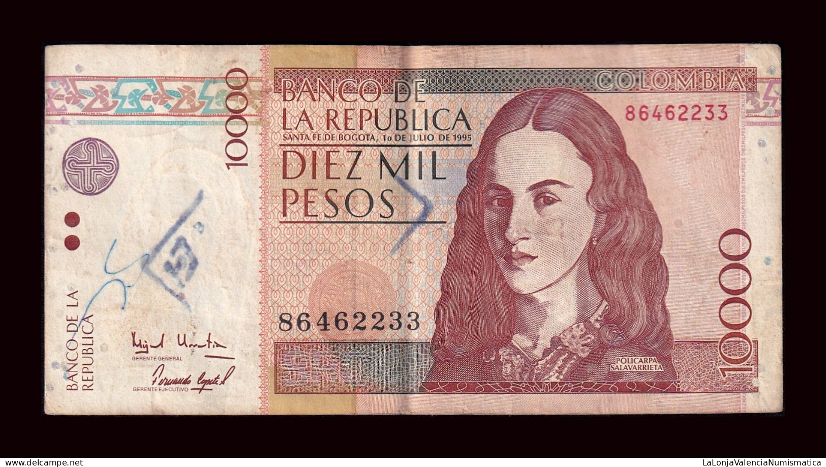 Colombia 10000 Pesos 1995 Pick 444a Bc/+ F/+ - Colombie