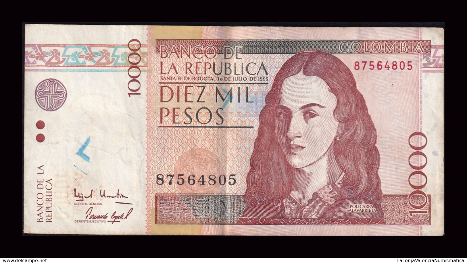 Colombia 10000 Pesos 1995 Pick 444a Bc/+ F/+ - Colombie